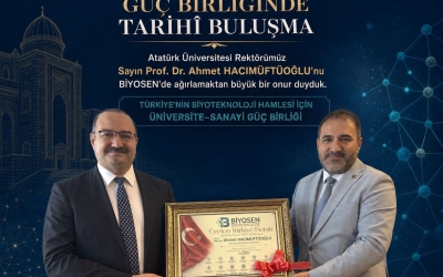 Atatürk Üniversitesi Rektörümüz Sayın Prof. Dr. Ahmet Hacımüftüoğlu’nu BİYOSEN’de ağırlamaktan büyük bir onur ve memnuniyet duyduk.