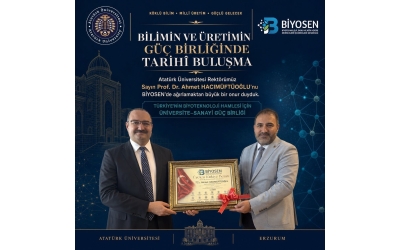 Atatürk Üniversitesi Rektörümüz Sayın Prof. Dr. Ahmet Hacımüftüoğlu’nu BİYOSEN’de ağırlamaktan büyük bir onur ve memnuniyet duyduk.
