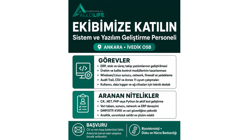 KODUNUZ YAŞAMA DOKUNSUN! Sistem ve Yazılım Geliştirme Personeli Arıyoruz.