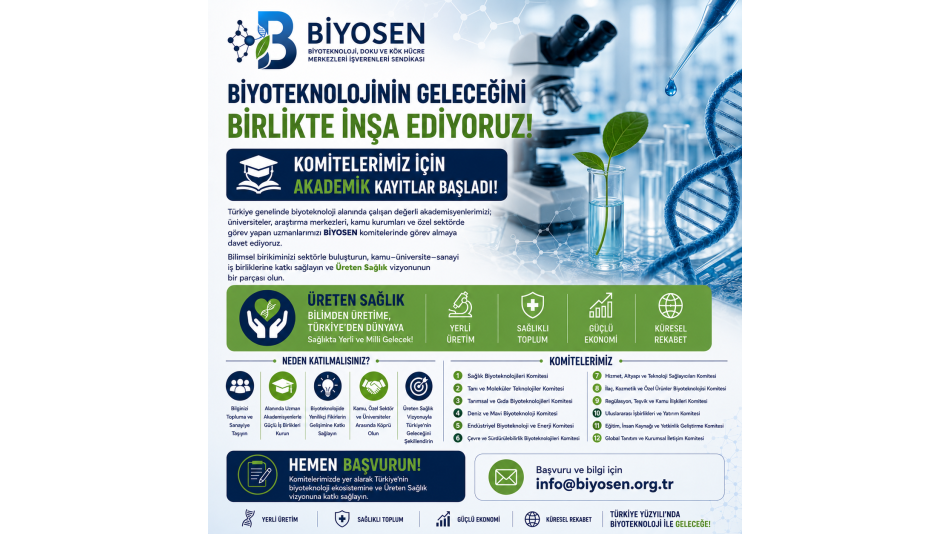 BİYOSEN Komiteleri İçin Akademik Başvurular Başladı!